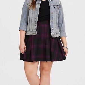 Purple Plaid Twill Mini Skirt